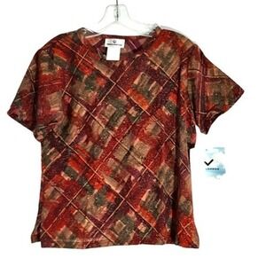 Erin London womens top abstract w/ gold lame fiber Size Petite Medium New NOS